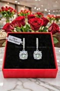 Ekskluzywne Srebrne Kolczyki Moissanite/Prezent 