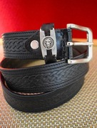 Solidny i mocny pas skórzany z lat 80 tych .