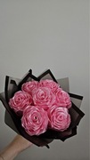 Bukiet 7 różowych róż hand made | prezent