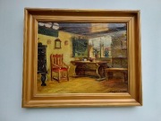 Stary obraz na płótnie sygnowany .