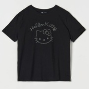 Damska koszulka t-shirt na krótki rękaw z kryształkami Hello Kitty Sinsay