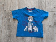 T-shirt granatowy biały chłopak z psem i deską 98 kod536
