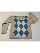 sweter sweterek r.134 elegant pulower romby beżowy