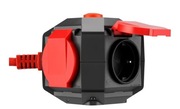 Przedłużacz kostka, przełącznik, IP44, czerwona, 1,4 m, 3680W