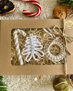 Zestaw prezentowy, ozdoby choinkowe z makramy