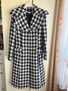 34 36 Sabra taliowany płaszcz pepitka wełna