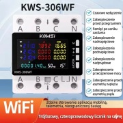 WiFi Trójfazowy Licznik Energii Prądu Watomierz TUYA przekaźnik DIN