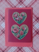 Kartka ręcznie malowana z sercami- walentynka