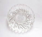 prl szkło użytkowe, szklany talerzyk prl, retro szklany spodek we wzory 