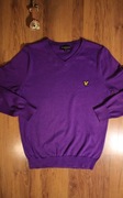 Sweter Lyle and Scott r. S fioletowy dekolt v bawełniany rozciągliwy 