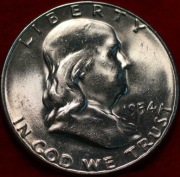 50 centów - SREBRO - Franklin Half Dollar 1954 S - menniczy - piękny   