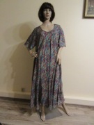 BOHO FASHION maxi sukienka indyjska kolorowy wzór 80% jedwab_ UNI 42/44/46