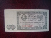 POLSKA BANKNOT PRL 2 zł 1948 rok seria BR