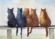 Towarzystwo kotów Original Akwarela 21*30 cm