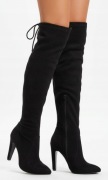 9195 DAMSKIE CZARNE ZAMSZOWE KOZAKI NA ZAMEK NA OBCASIE ZA KOLANO 40
