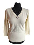 Sweter damski H&M jasnożółty / kremowy dekolt serek 3/4 rękaw S