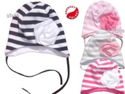 Nowa cudna,wiosenna bawełniana czapka wiązana KWIAT 3D,PRODUKT POLSKI 36/38