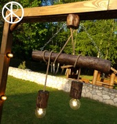 Lampa drewniana rustykalna do altanki ogrodu ŻARÓWKI GRATIS! "2razyX"