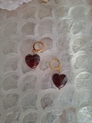 Kolczyki handmade ze stali nierdzewnej z naturalnych kamieni agat czerwony 