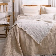 Koc/ narzua, beżowy/dwukolorowy bawełna muślin 100%, 180/230, King size, 