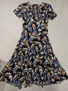 Kolorowa długa sukienka w liście w stylu vintage retro Joe Browns 36