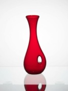 Rubinowy Wazon "Z DZIURKĄ"  Huta Wołomin, lata 70. New Look, T. Szymański