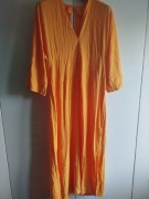Pomarańczowa midi sukienka z pęknięciem na plecach H&M L 40 