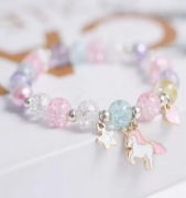 Bransoletka – pastelowa z jednorożcem, serduszkiem i gwiazdką