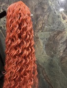 Długa ruda peruka syntetyczna rudo łososiowa piękna peruka syntetyczna