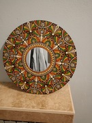 Mandala z lusterkiem ręcznie malowana, dekoracja domu, doskonały prezent