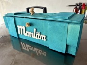 Drewniana skrzynka organizer vintage turkusowa rękodzieło