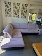 Narożnik z funkcją spania zestaw z dużą pufą ze schowkiem