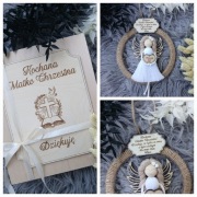 Podziękowanie dla matki chrzestnej na komunię chrzest skrzyneczka