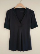 Granatowa luźna bluzka z krótkim rękawem miły cieniutki materiał oversize 