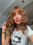 Peruka nowa jak naturalne karmelowe cieniowane grzywka dla kobiet