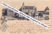 MALBORK MARIENBURG Widok znad rzeki Nogat na Zamek Krzyżacki i herb 1901