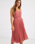 Asos Design sukienka letnia plisowana różowa ramiączka midi Nakd 34