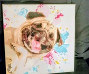 Dwa obrazy ozdobne do pokoju dziecięcego. Pieski. Wymiary 40x40