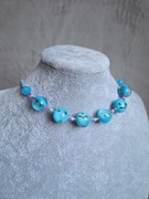Choker, krótki błękitny naszyjnik ze szklanych koralików