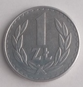 1 ZŁOTY 1987 - AWERS  NIEDOBITE CYFRY I LITERY 