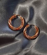 Kolczyki Kola Spiralne MIYUKI M 28mm Czerwone Zloto Stal Chirurgiczna