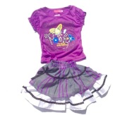 Komplet spódniczka bluzka fiolet szary pastel