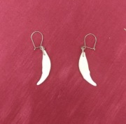 Kolczyki z naturalnych kłów lisa myśliwskie kęsy kolczyki - naszyjnik