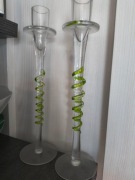 Zestaw dwa szklane świeczniki kandelabr podstawka pod świecę