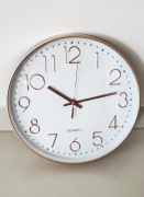 Zegar ścienny biały - różowe złoto, średnica 30 cm