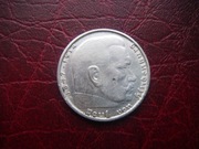 MONETA Niemcy - III Rzesza - 2 Marki 1938 r. HINDENBURG  - Srebro