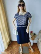 Elegancka granatowa sukienka koronka 46 wesele komunia klasyczna xxxl