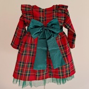 Sukienka z tiulem i w kratkę 104 czerwona bordowa na święta Wigilię Mikołaj