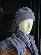 Czapka + szal + rękawiczki lila kolor bzu