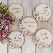 Tabliczki do zdjęć na pierwszy rok życia - koła z kwiatami 